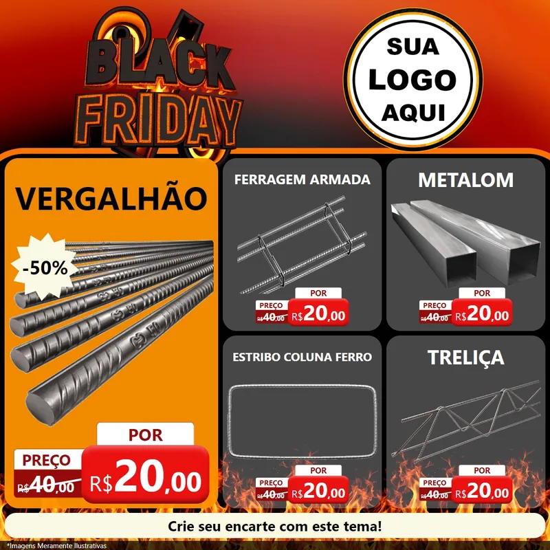 Modelo de Rede Social para Feed Facebook com o tema Black Friday para Ferragens