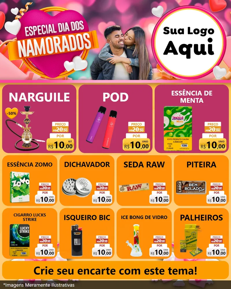 Modelo de Rede Social para Feed Instagram com o tema Especial Dia dos Namorados para Tabacaria