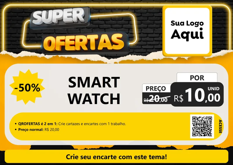 Modelo de Cartaz para Cartaz A4 Horizontal com o tema Super Ofertas para Informática
