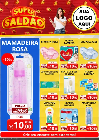 Modelo de Encarte para Encarte A4 Vertical com o tema Super Saldão para Bebês