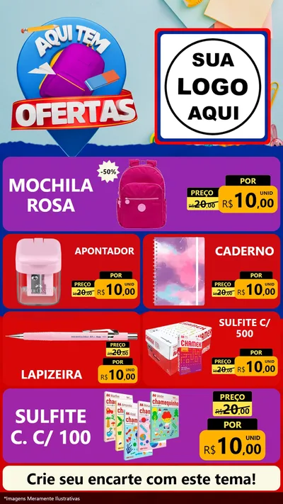 Modelo de TV para TV Vertical com o tema Aqui Tem Ofertas - Papelaria para Papelaria