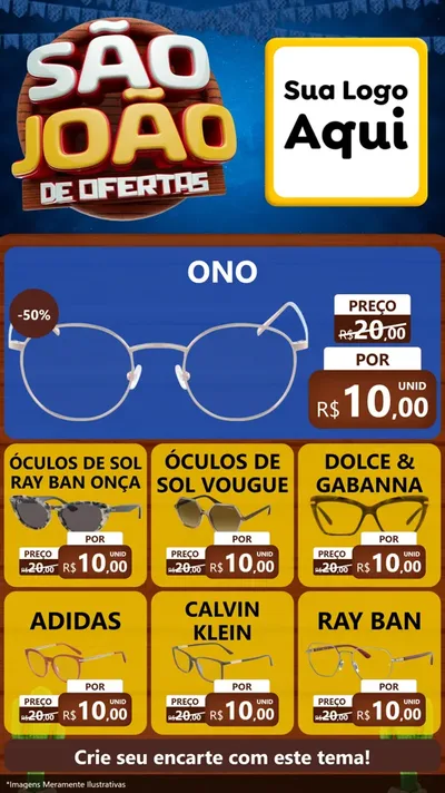 Modelo de Rede Social para Stories com o tema São João Ofertas Imbatíveis! - Junina para Óticas