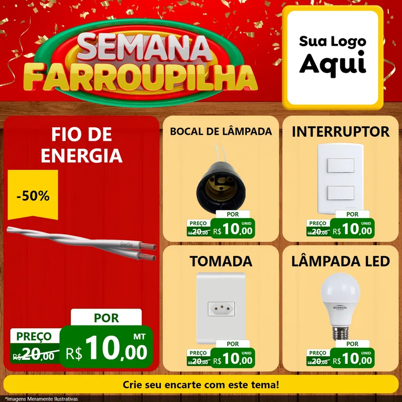 Modelo de Rede Social para Feed Facebook com o tema Semana Farroupilha para Materiais Elétricos