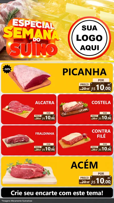 Modelo de TV para TV Vertical com o tema Especial Semana do Suíno para Açougue