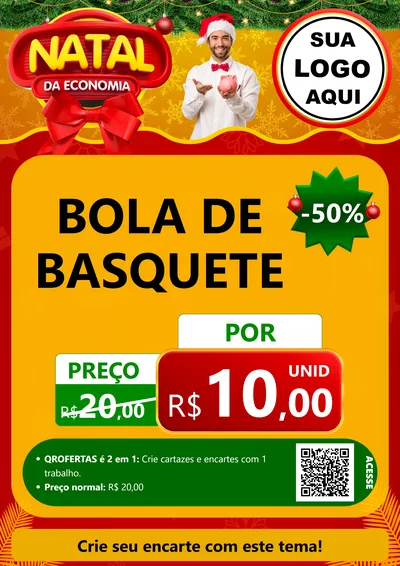 Modelo de Cartaz para Cartaz A4 Vertical com o tema Natal da Economia para Artigos Esportivos