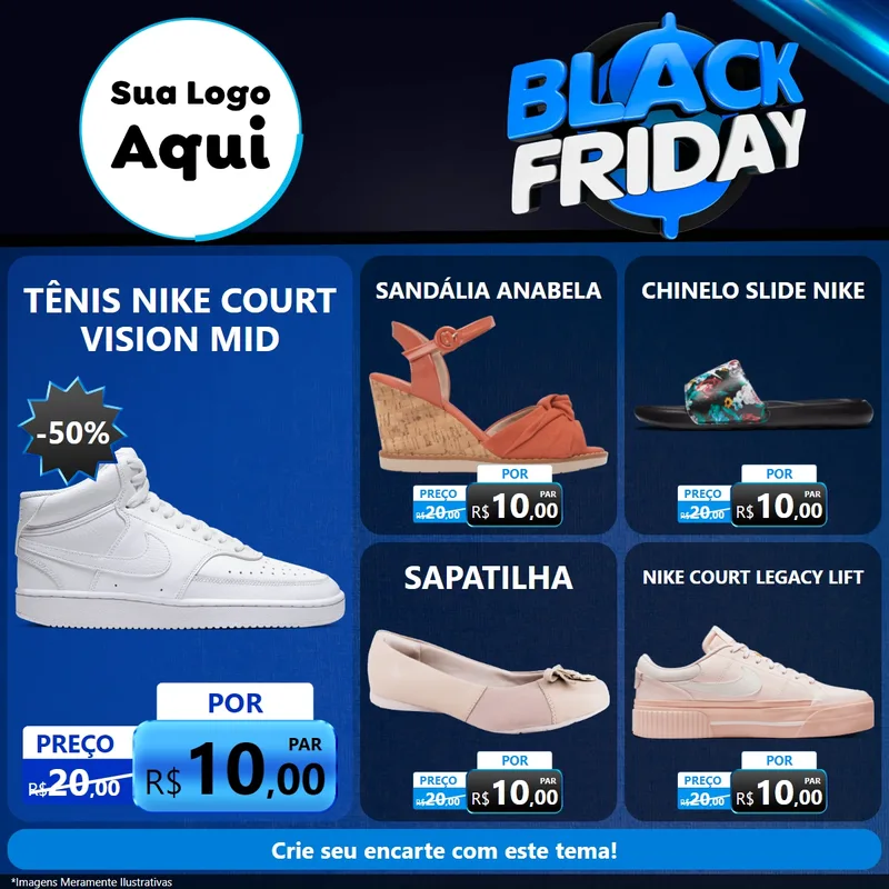 Modelo de Rede Social para Feed Facebook com o tema Black Friday para Calçados