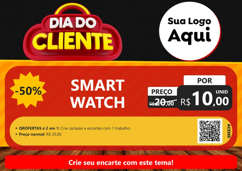 Modelo de Cartaz para Cartaz A4 Horizontal com o tema Dia do Cliente para Informática