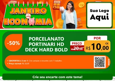 Modelo de Cartaz para Cartaz A4 Horizontal com o tema Janeiro da Economia para Pisos e revestimentos