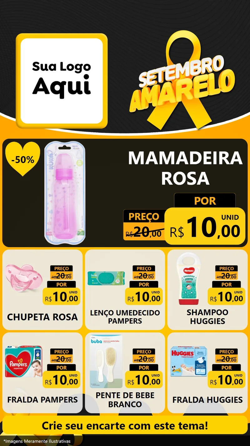 Modelo de Rede Social para Stories com o tema Setembro Amarelo para Bebês