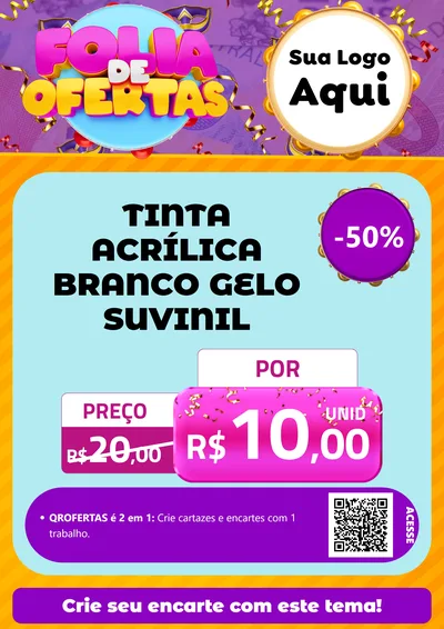 Modelo de Cartaz para Cartaz A4 Vertical com o tema Folia de Ofertas para Tintas e Ferramentas