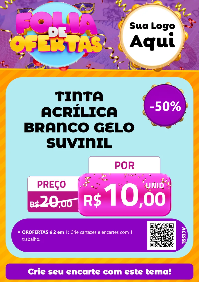 Modelo de Cartaz para Cartaz A4 Vertical com o tema Folia de Ofertas para Tintas e Ferramentas
