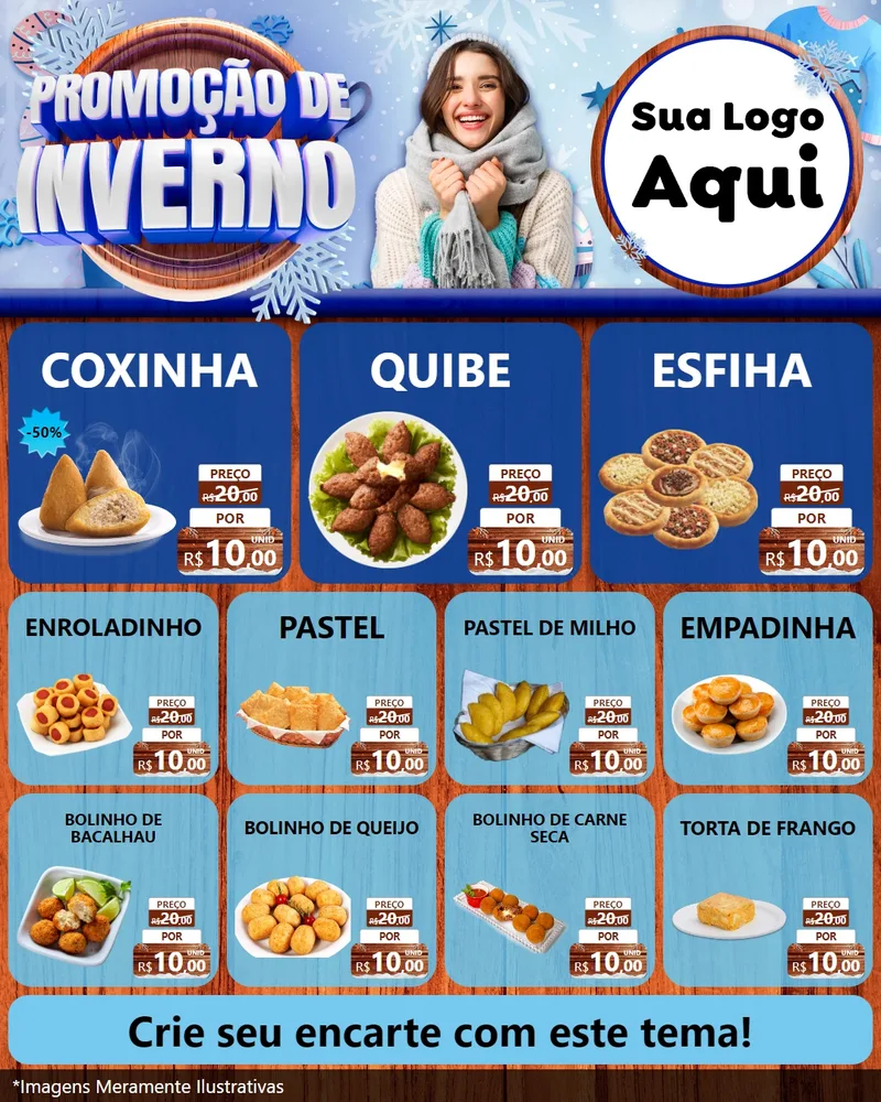 Modelo de Rede Social para Feed Instagram com o tema Promoção de Inverno para Salgadaria
