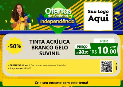 Modelo de Cartaz para Cartaz A4 Horizontal com o tema Ofertas da Semana da Independência para Tintas e Ferramentas