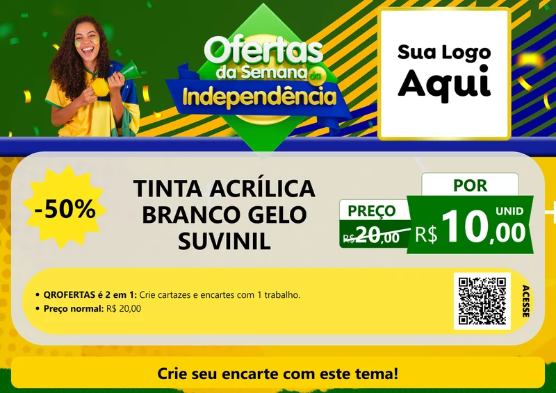 Modelo de Cartaz para Cartaz A4 Horizontal com o tema Ofertas da Semana da Independência para Tintas e Ferramentas