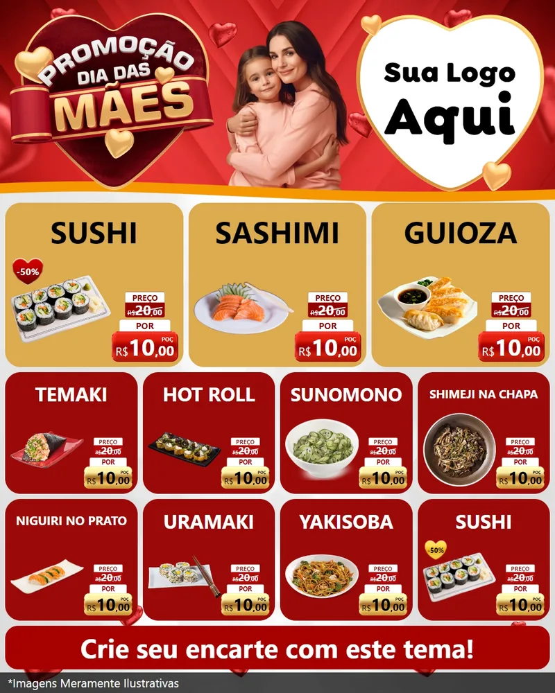 Modelo de Rede Social para Feed Instagram com o tema Promoção Dia das Mães para Comida japonesa
