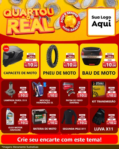Modelo de Rede Social para Feed Instagram com o tema Quartou do Real para Moto peças