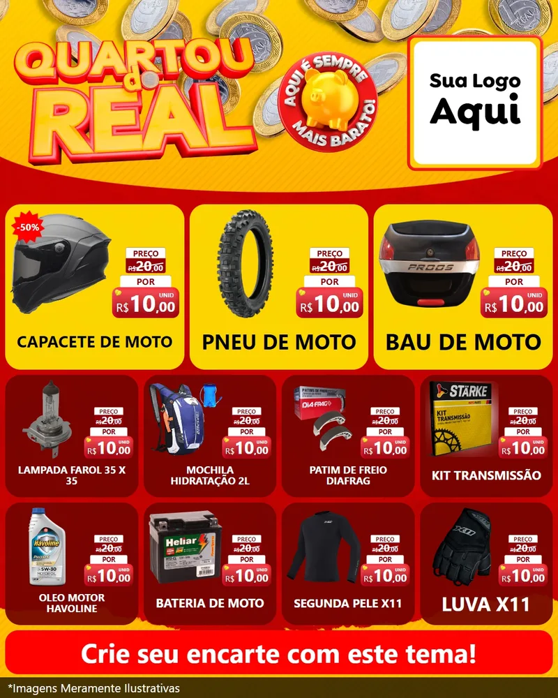Modelo de Rede Social para Feed Instagram com o tema Quartou do Real para Moto peças
