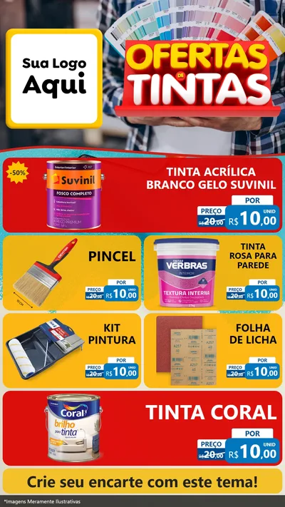 Modelo de TV para TV Vertical com o tema Ofertas de Tintas para Tintas e Ferramentas