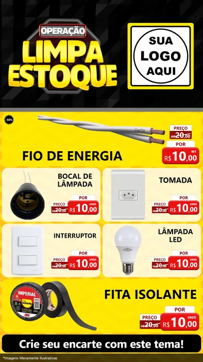 Modelo de TV para TV Vertical com o tema Operação Limpa Estoque para Materiais Elétricos