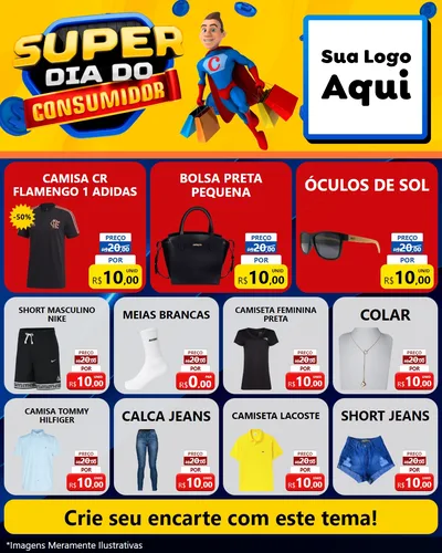 Modelo de Rede Social para Feed Instagram com o tema Super Dia do Consumidor para Roupas e acessórios