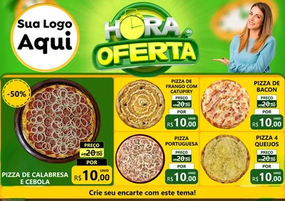 Modelo de Encarte para Encarte A4 Horizontal com o tema Hora da Oferta para Pizzaria