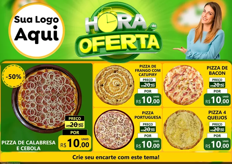 Modelo de Encarte para Encarte A4 Horizontal com o tema Hora da Oferta para Pizzaria