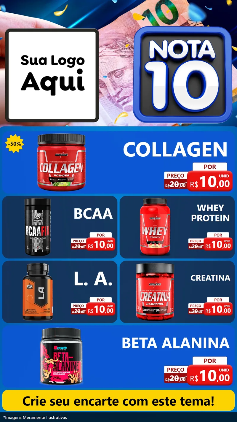 Modelo de TV para TV Vertical com o tema Nota 10 para Suplementos alimentares