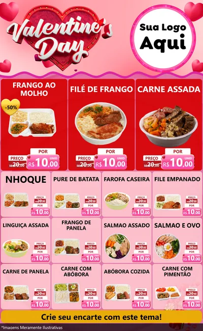 Modelo de Encarte para Encarte Grande com o tema Valentine's Day para Restaurante