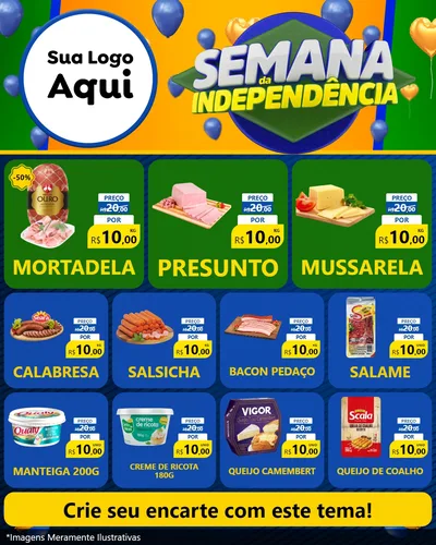Modelo de Rede Social para Feed Instagram com o tema Semana da Independência para Frios e Laticínios