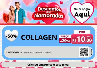 Modelo de Cartaz para Cartaz A4 Horizontal com o tema Descontos dos Namorados para Suplementos alimentares