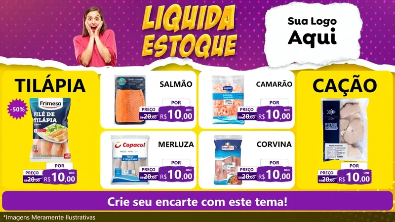 Modelo de TV para TV Horizontal com o tema Liquida estoque para Peixaria
