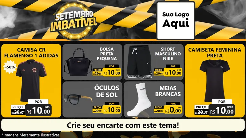 Modelo de TV para TV Horizontal com o tema Setembro Imbatível para Roupas e acessórios