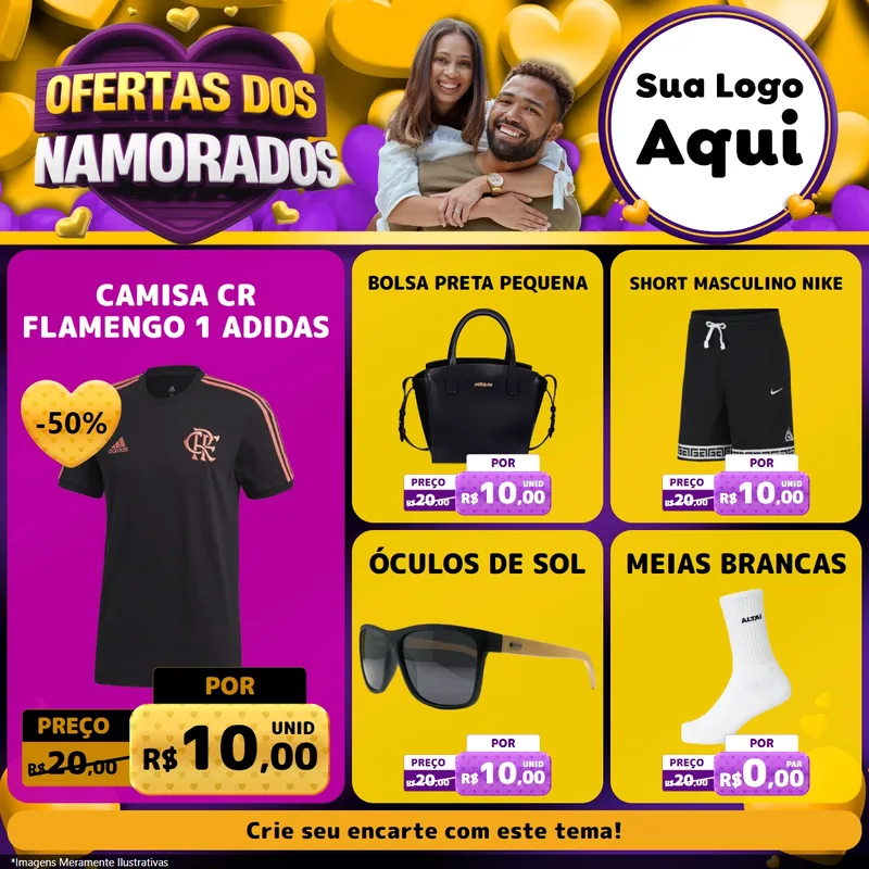Modelo de Rede Social para Feed Facebook com o tema Oferta Dos Namorados para Roupas e acessórios
