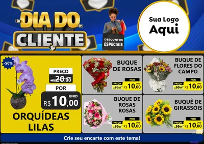 Modelo de Encarte para Encarte A4 Horizontal com o tema Dia Do Cliente para Floricultura e jardim