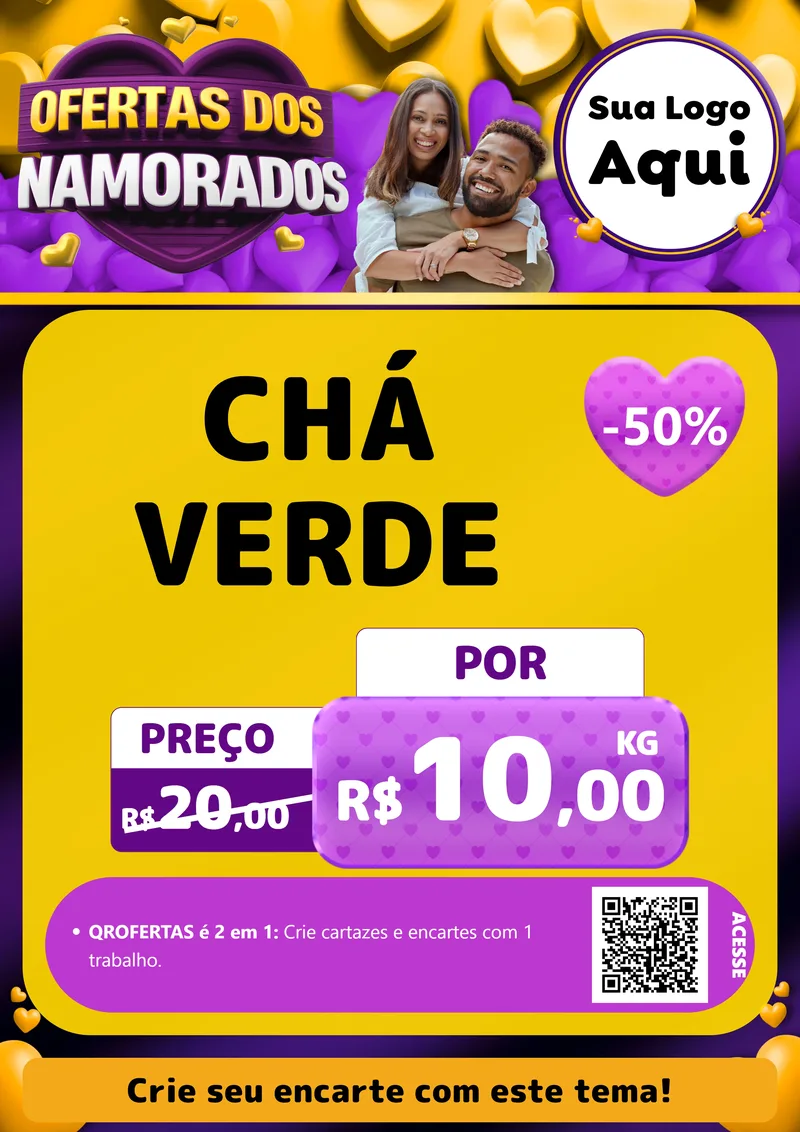 Modelo de Cartaz para Cartaz A4 Vertical com o tema Oferta Dos Namorados para Produtos Naturais