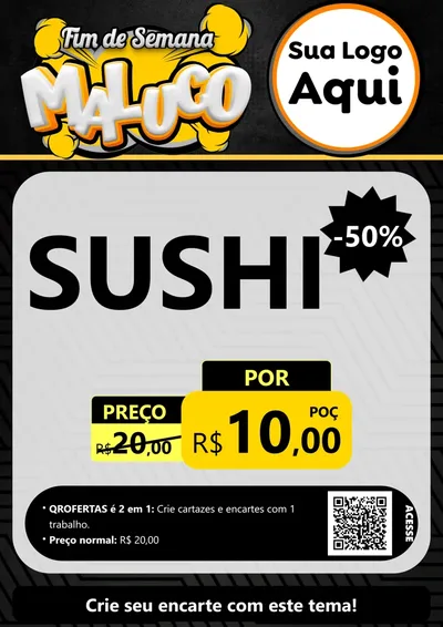 Modelo de Cartaz para Cartaz A4 Vertical com o tema Fim de Semana Maluco para Comida japonesa