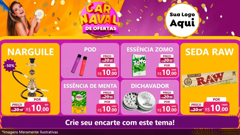 Modelo de TV para TV Horizontal com o tema Carnaval de Ofertas para Tabacaria