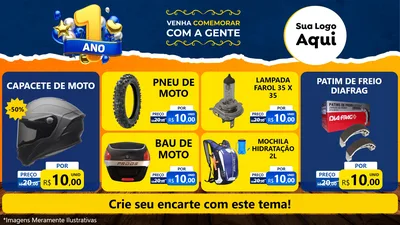 Modelo de TV para TV Horizontal com o tema Um Ano de Aniversário para Moto peças