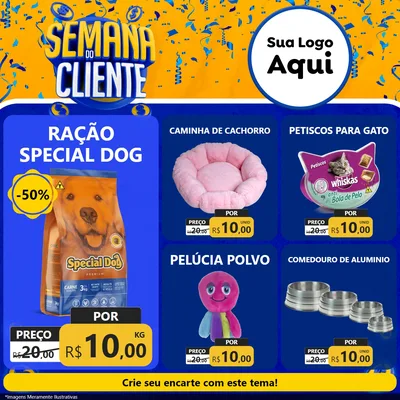 Modelo de Rede Social para Feed Facebook com o tema Semana do Cliente para Pet Shop