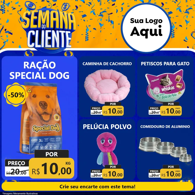 Modelo de Rede Social para Feed Facebook com o tema Semana do Cliente para Pet Shop