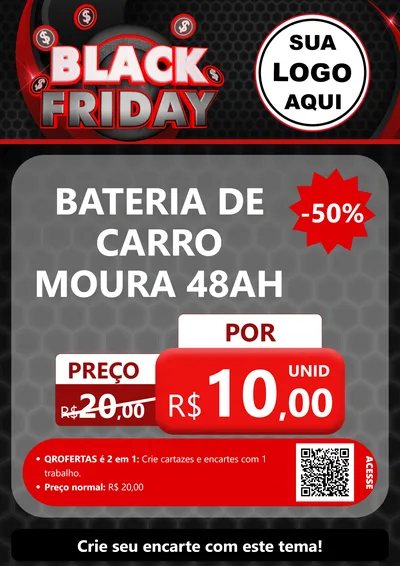 Modelo de Cartaz para Cartaz A4 Vertical com o tema Black Friday para Baterias Elétricas