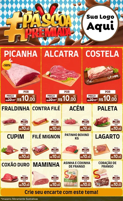 Modelo de Encarte para Encarte Grande com o tema Páscoa Premiada para Açougue