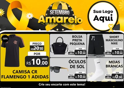 Modelo de Encarte para Encarte A4 Horizontal com o tema Setembro Amarelo para Roupas e acessórios