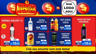 Modelo de TV para TV Horizontal com o tema Ofertas Especiais de Outubro para Distribuidora de bebidas