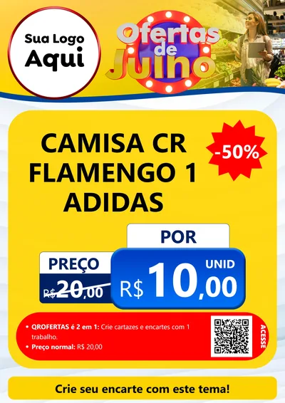 Modelo de Cartaz para Cartaz A4 Vertical com o tema Ofertas de Julho para Roupas e acessórios