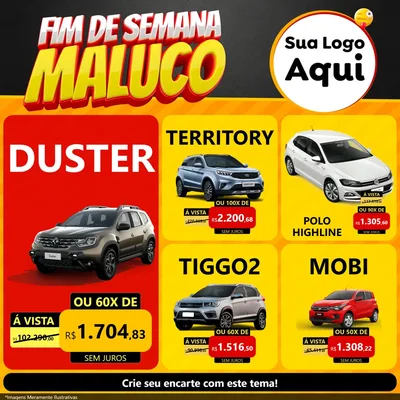 Modelo de Rede Social para Feed Facebook com o tema Final de Semana Maluco para Concessionaria de Carros