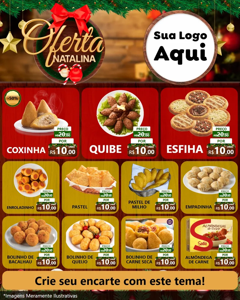 Modelo de Rede Social para Feed Instagram com o tema Ofertas Natalina para Salgadaria