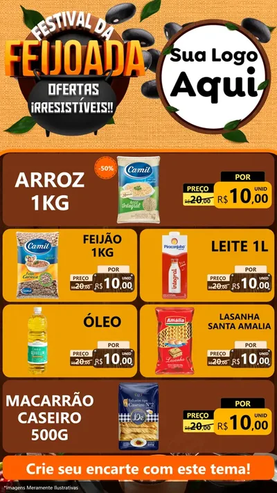 Modelo de TV para TV Vertical com o tema Festival da Feijoada para Supermercado