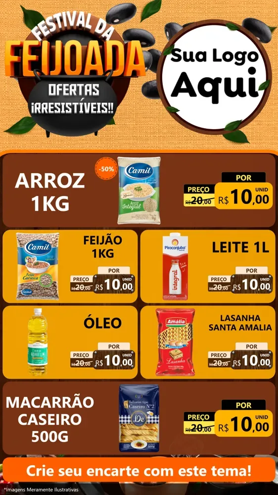 Modelo de TV para TV Vertical com o tema Festival da Feijoada para Supermercado