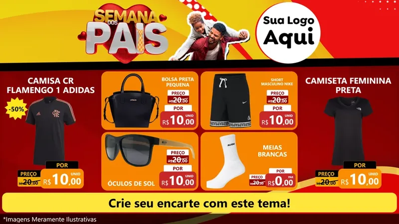 Modelo de TV para TV Horizontal com o tema Semana Dos Pais para Roupas e acessórios